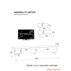 TV jedinica, Bijela boja Orah, Amerika - White, Walnut