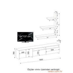 TV jedinica, Bijela boja Orah, Gelincik - White, Walnut