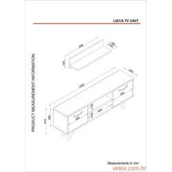 TV jedinica, Bijela boja Orah, Likya - White, Walnut