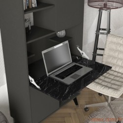 Polica za knjige, Antracit Mramor, Radica - Anthracite, Marble