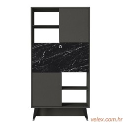 Polica za knjige, Antracit Mramor, Radica - Anthracite, Marble