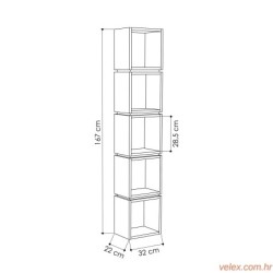 Polica za knjige, hrast Bijela boja, Multi - Oak, White