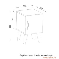 Noćni ormarić, Orah Bijela boja, Bellini v1 - White, Walnut