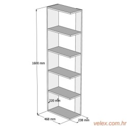 Polica za knjige, Orah Bijela boja, Tower - Walnut