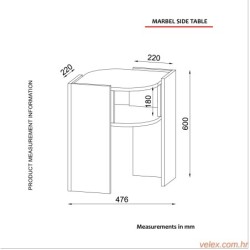 Pomoćni stol, Orah Sivo Crno, Marbel