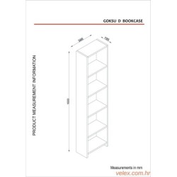 Polica za knjige, Bijela boja, Göksu D - White