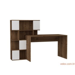 Radni stol, Bijela boja Orah, Totem - White, Walnut