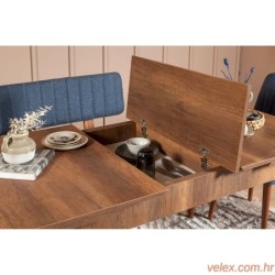 Set stolova i stolica (4 komada), Orah Tamno plava, Vina 1048 - Dark Blue, Walnut