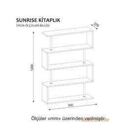 Polica za knjige, Bijela boja, Sunrise - White