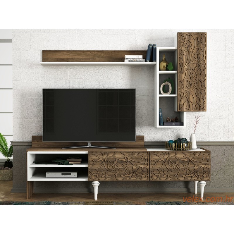 TV jedinica, Orah, Lenti - White, Walnut