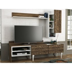 TV jedinica, Orah, Lenti - White, Walnut