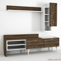 TV jedinica, Orah, Lenti - White, Walnut