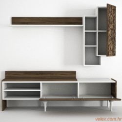 TV jedinica, Orah, Lenti - White, Walnut