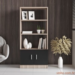 Polica za knjige, hrast Crno, Vario D - Oak, Black