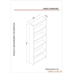 Polica za knjige, Bijela boja, Cansu G - White