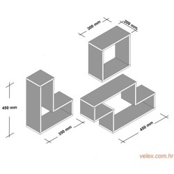 Zidna polica, Bijela boja, Tetris - White