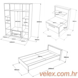 Set za mlade sobe, Smeđa Sivo, HM14 - CG