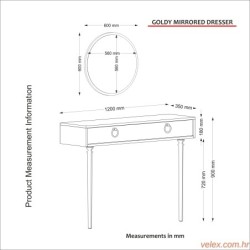 Stol za posuđe, Orah, Goldy Aynalı - Walnut