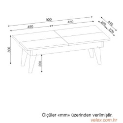 Stolić za kavu, Bijela boja Orah, Castrum - White, Walnut