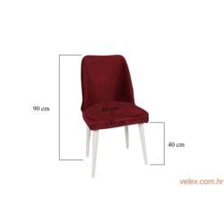 Set stolica (4 komada), Bordo crvena Bijela boja, Nova 782