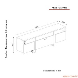 Stalak za televizor, Sivo Antracit Orah, Arne