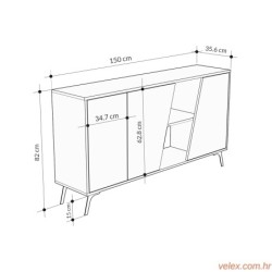 Konzola, hrast Bijela boja, Fione 150 - Oak, White