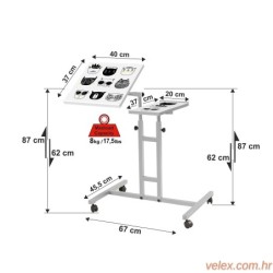 Samostojeći stol za prijenosno računalo, Bijela boja Crno, Glen Cats - White