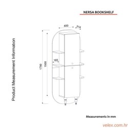 Polica za knjige, Orah, Nersa - Walnut