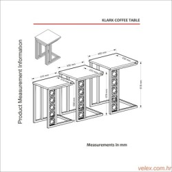 Stol za gniježđenje (3 komada), Orah, Klark - Walnut