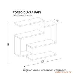 Zidna polica, Bijela boja, Porto - White