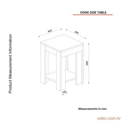 Pomoćni stol, Bijela boja Tamno smeđa, Done