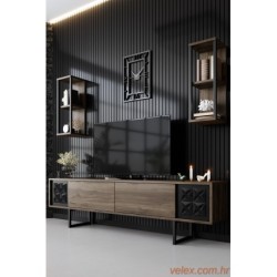 Set namještaja za dnevnu sobu, Black Line Set - Walnut, Black