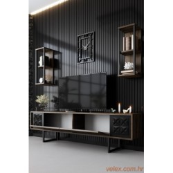 Set namještaja za dnevnu sobu, Black Line Set - Walnut, Black