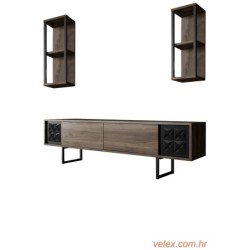 Set namještaja za dnevnu sobu, Black Line Set - Walnut, Black