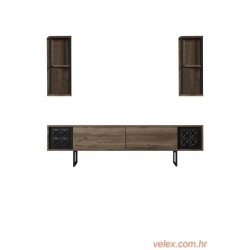 Set namještaja za dnevnu sobu, Black Line Set - Walnut, Black