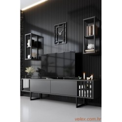 Set namještaja za dnevnu sobu, Chrome Line Set - Anthracite, Black