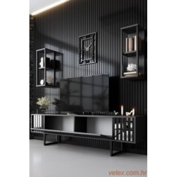 Set namještaja za dnevnu sobu, Chrome Line Set - Anthracite, Black