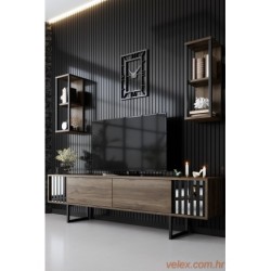 Set namještaja za dnevnu sobu, Chrome Line Set - Walnut, Black