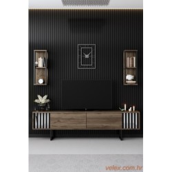 Set namještaja za dnevnu sobu, Chrome Line Set - Walnut, Black