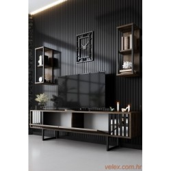 Set namještaja za dnevnu sobu, Chrome Line Set - Walnut, Black