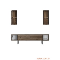 Set namještaja za dnevnu sobu, Chrome Line Set - Walnut, Black