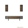 Set namještaja za dnevnu sobu, Chrome Line Set - Walnut, Black