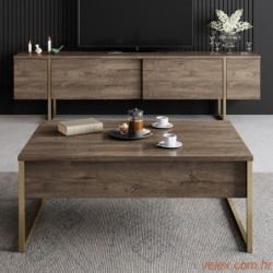 Set namještaja za dnevnu sobu, Luxe Set - Walnut, Gold