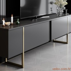 Komoda za TV, Luxe - Anthracite, Gold