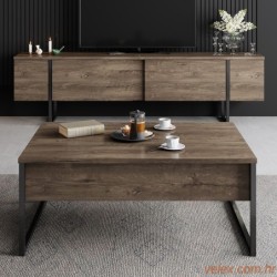 Komoda za TV, Luxe - Walnut, Black