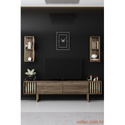 Komoda za TV, Gold Line - Walnut, Black