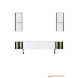 Komoda za TV, Gold Line - White, Black