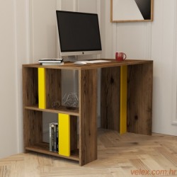 Studijski stol, Lima - Walnut, Yellow