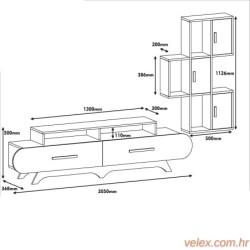 TV jedinica, Flora S - Walnut, White